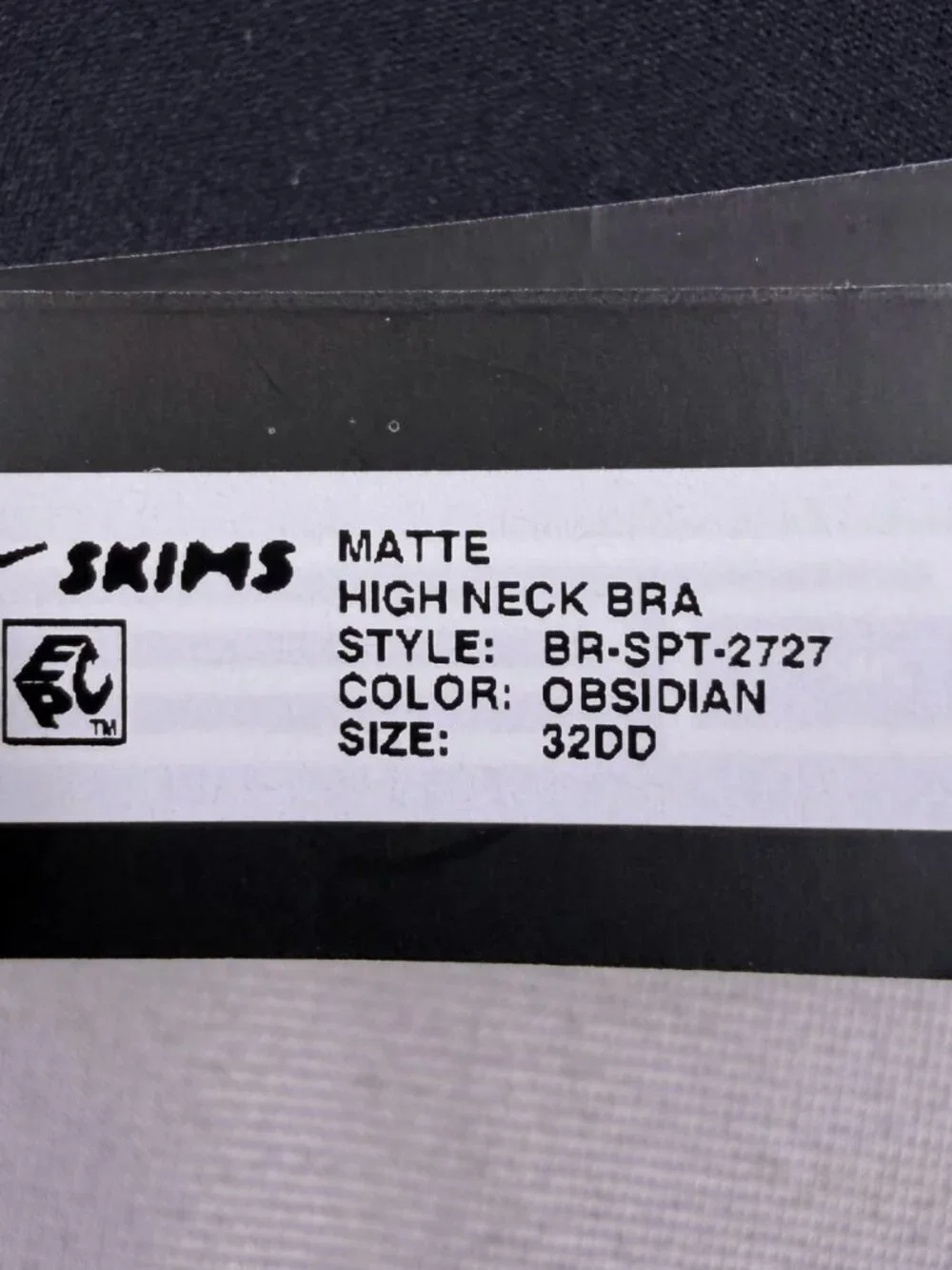 Nike x SKIMS Matte High Neck Bra Obsidian Black Dri-FIT 32DD NEW